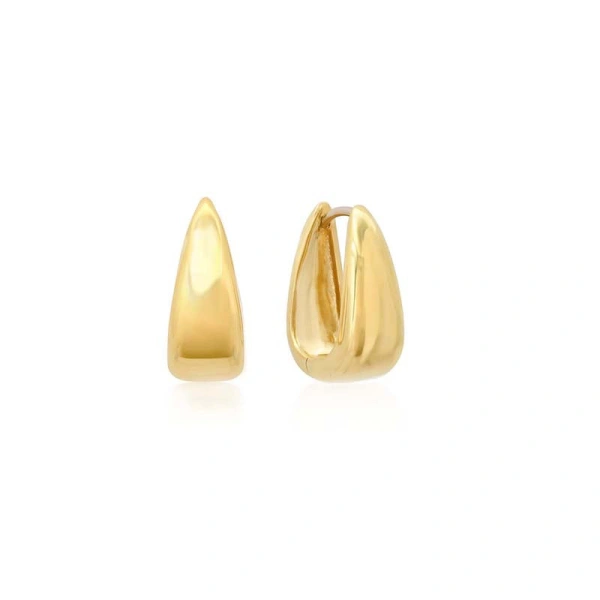 Jennifer Meyer Elongated Teardrop Huggies in 18K Yellow Gold | Fine Earrings | Coveti