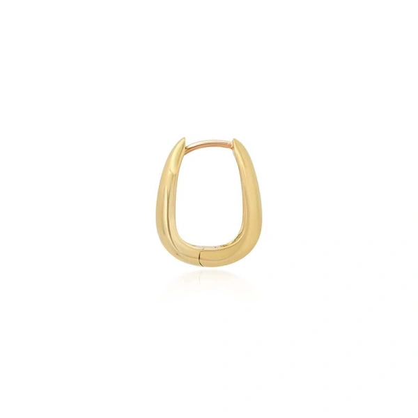 Jennifer Meyer Elongated Teardrop Huggies in 18K Yellow Gold | Fine Earrings | Coveti