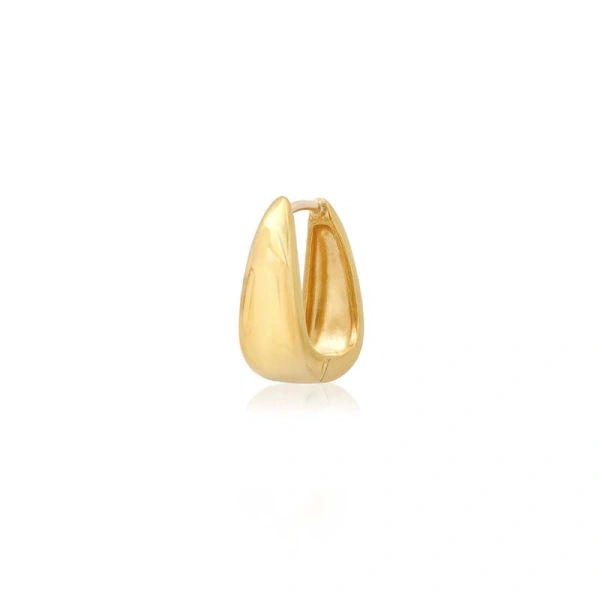 Jennifer Meyer Elongated Teardrop Huggies in 18K Yellow Gold | Fine Earrings | Coveti
