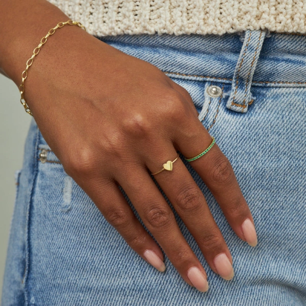 Jennifer Meyer Emerald Eternity Band in 18K Yellow Gold | Fine Rings | Coveti