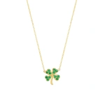 Jennifer Meyer Emerald Mini Clover Necklace in 18K Yellow Gold | Fine Necklaces | Coveti