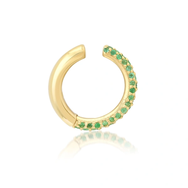 Jennifer Meyer Emerald Tubular Ear Cuff in 18K White Gold | Fine Earrings | Coveti