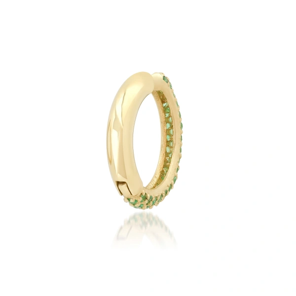 Jennifer Meyer Emerald Tubular Ear Cuff in 18K White Gold | Fine Earrings | Coveti