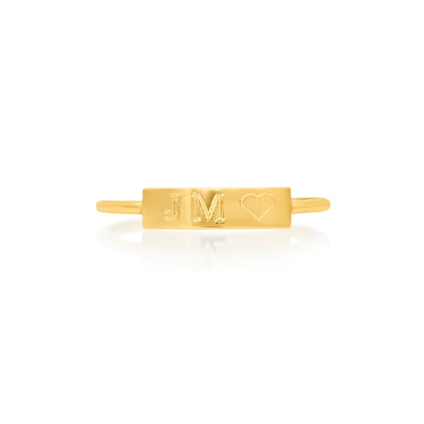 Jennifer Meyer Engravable Nameplate Ring in 18K Yellow Gold | Fine Rings | Coveti
