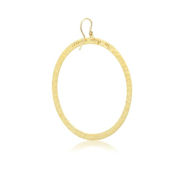 Jennifer Meyer Extra Large Hammered Open Circle Earrings in 18K White Gold | Fine Earrings | Coveti