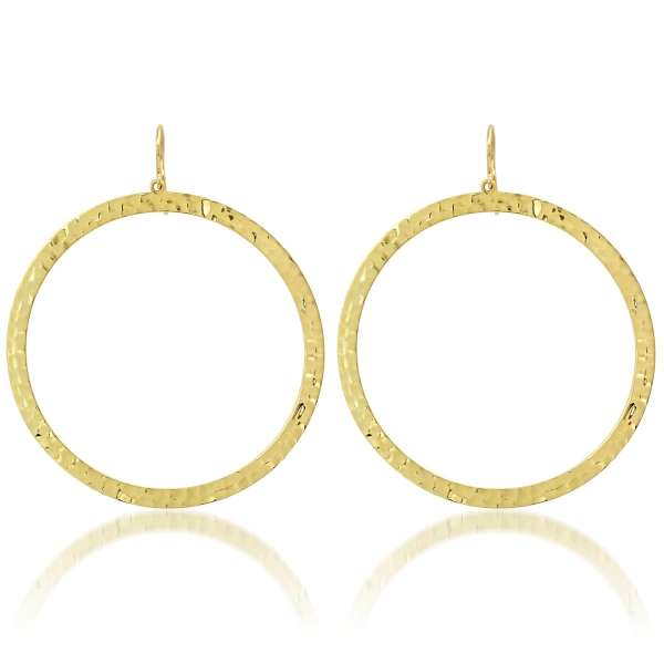 Jennifer Meyer Extra Large Hammered Open Circle Earrings in 18K White Gold | Fine Earrings | Coveti