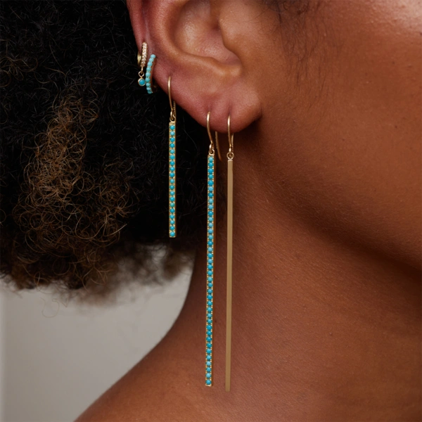 Jennifer Meyer Extra Long Stick Earrings in 18K Yellow Gold | Fine Earrings | Coveti