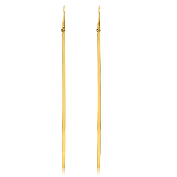 Jennifer Meyer Extra Long Stick Earrings in 18K Yellow Gold | Fine Earrings | Coveti