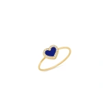 Jennifer Meyer Extra Small Lapis Inlay Heart Ring with Diamonds in 18K Yellow Gold | Fine Rings | Coveti