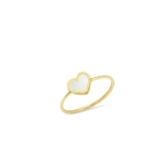 Jennifer Meyer Extra Small Mother of Pearl Inlay Heart Ring in 18K Yellow Gold | Fine Rings | Coveti