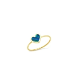 Jennifer Meyer Extra Small Opal Inlay Heart Ring in 18K Yellow Gold | Fine Rings | Coveti