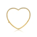 Jennifer Meyer Forever Heart Bangle with Diamond Pave in 18K Yellow Gold | Fine Bracelets | Coveti