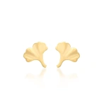 Jennifer Meyer Ginkgo Leaf Studs in 18K Yellow Gold | Fine Earrings | Coveti