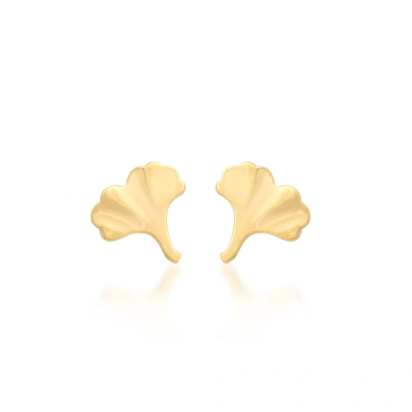 Jennifer Meyer Ginkgo Leaf Studs in 18K Yellow Gold | Fine Earrings | Coveti