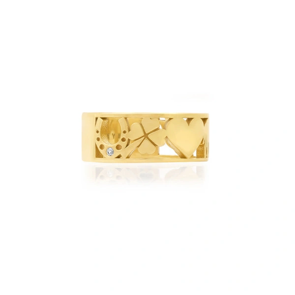 Jennifer Meyer Good Luck Band in 18K Yellow Gold | Fine Rings | Coveti