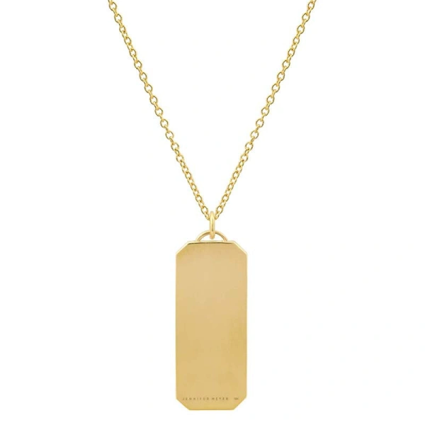 Jennifer Meyer Good Luck Tag Necklace in 18K Yellow Gold | Fine Necklaces | Coveti