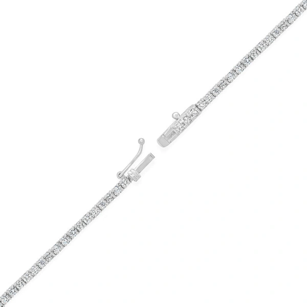 Jennifer Meyer Graduated 4 Prong Diamond Tennis Necklace in 18K White Gold | Fine Necklaces | Coveti