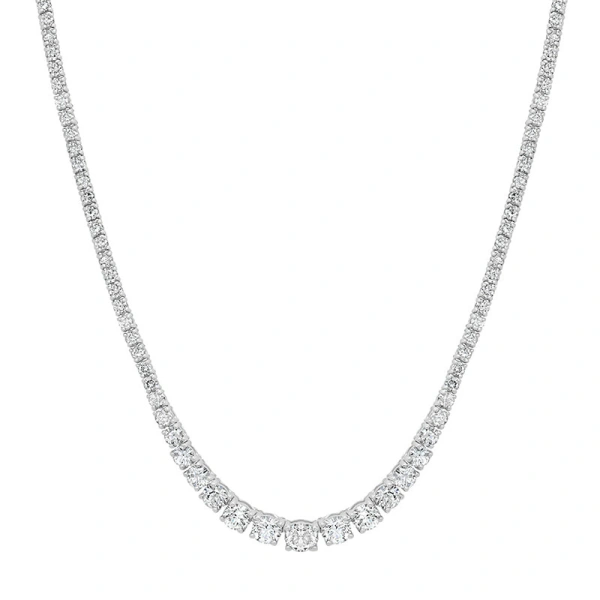 Jennifer Meyer Graduated 4 Prong Diamond Tennis Necklace in 18K White Gold | Fine Necklaces | Coveti