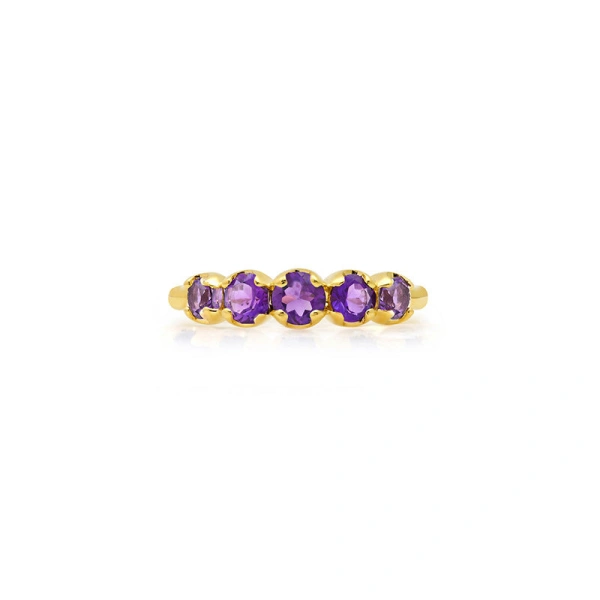 Jennifer Meyer Graduated Amethyst Ring in 18K Yellow Gold | Fine Rings | Coveti