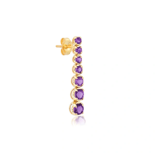 Jennifer Meyer Graduated Amethyst Tennis Studs in 18K Yellow Gold | Fine Earrings | Coveti