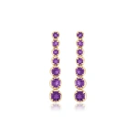Jennifer Meyer Graduated Amethyst Tennis Studs in 18K Yellow Gold | Fine Earrings | Coveti