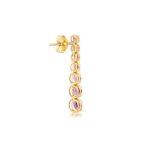 Jennifer Meyer Graduated Amethyst Tennis Studs in 18K Yellow Gold | Fine Earrings | Coveti