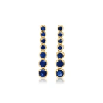 Jennifer Meyer Graduated Blue Sapphire Tennis Studs in 18K Yellow Gold | Fine Earrings | Coveti