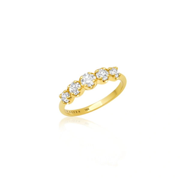 Jennifer Meyer Graduated Diamond Ring in 18K Yellow Gold | Fine Rings | Coveti