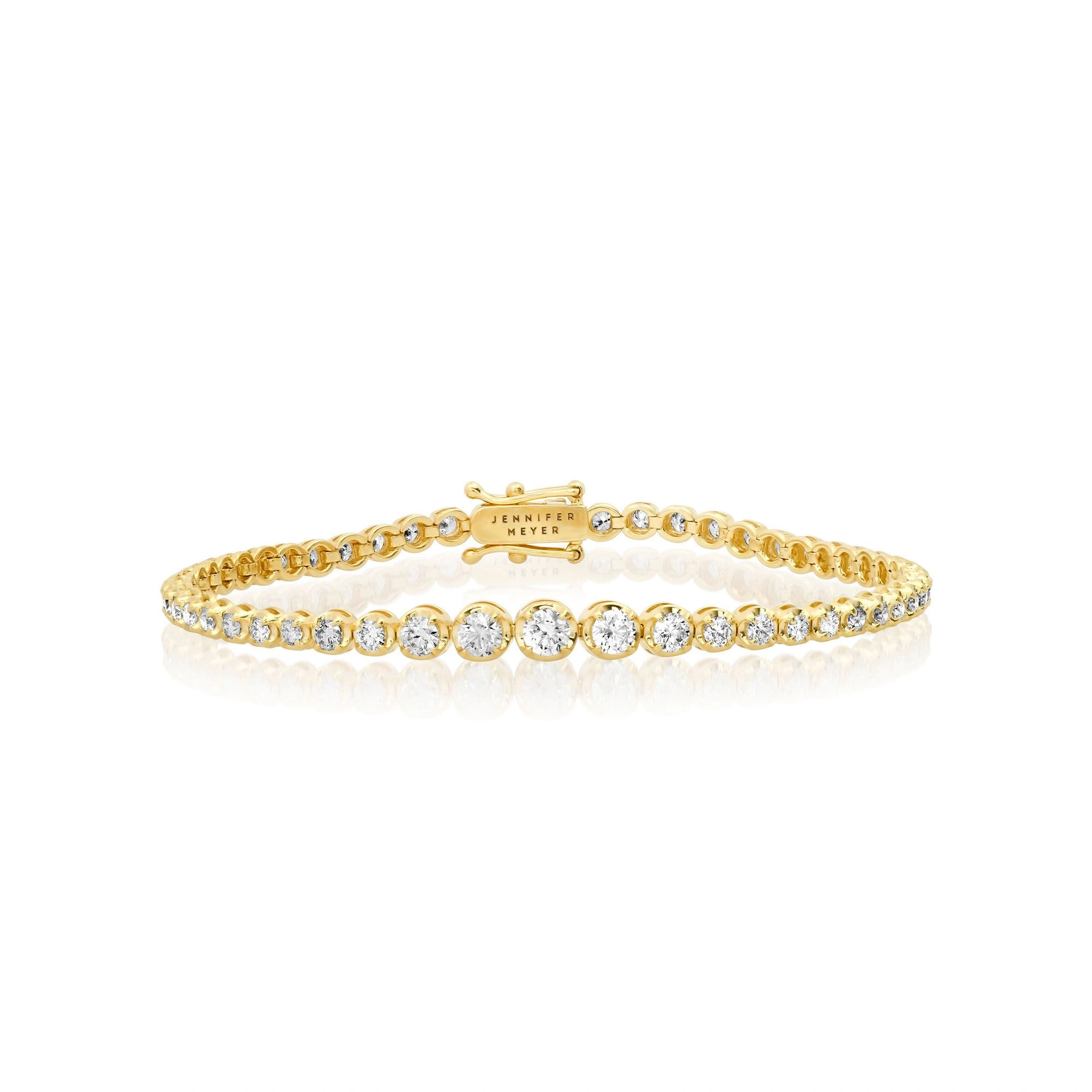 Jennifer Meyer Graduated Diamond Tennis Bracelet in 18K Yellow Gold Jennifer Meyer Graduated Diamond Tennis Bracelet in 18K Yellow Gold | Fine Bracelets | Coveti
