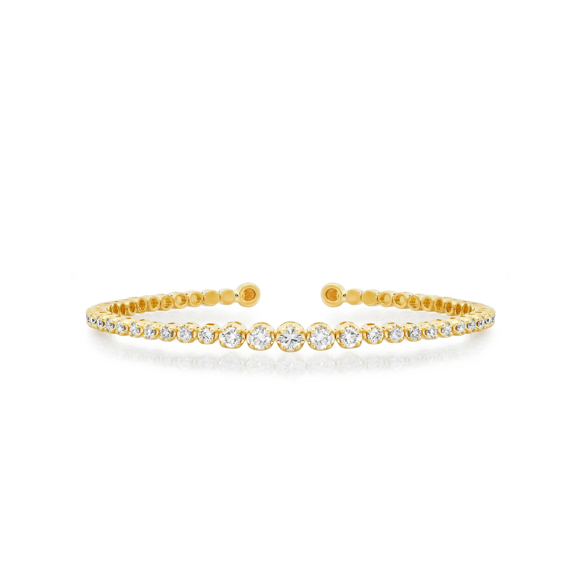 Jennifer Meyer Graduated Diamond Tennis Cuff in 18K Yellow Gold Jennifer Meyer Graduated Diamond Tennis Cuff in 18K Yellow Gold | Fine Bracelets | Coveti