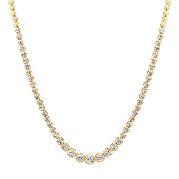 Jennifer Meyer Graduated Diamond Tennis Necklace in 18K Yellow Gold | Fine Necklaces | Coveti