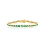 Jennifer Meyer Graduated Emerald Tennis Bracelet in 18K Yellow Gold | Fine Bracelets | Coveti