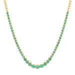 Jennifer Meyer Graduated Emerald Tennis Necklace in 18K Yellow Gold | Fine Necklaces | Coveti