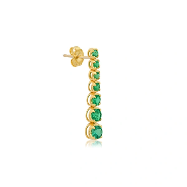 Jennifer Meyer Graduated Emerald Tennis Studs in 18K Yellow Gold | Fine Earrings | Coveti