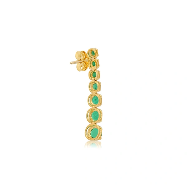 Jennifer Meyer Graduated Emerald Tennis Studs in 18K Yellow Gold | Fine Earrings | Coveti