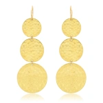 Jennifer Meyer Graduated Hammered Disc Earrings in 18K Yellow Gold | Fine Earrings | Coveti
