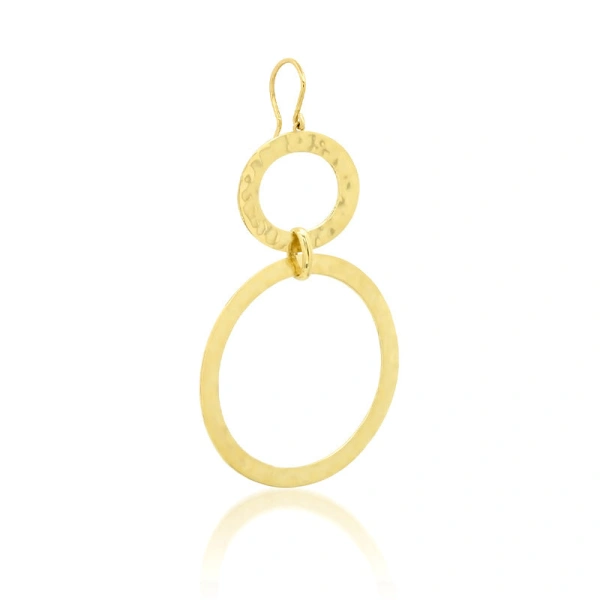 Jennifer Meyer Graduated Hammered Open Circle Drop Earrings in 18K Yellow Gold | Fine Earrings | Coveti