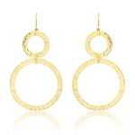 Jennifer Meyer Graduated Hammered Open Circle Drop Earrings in 18K Yellow Gold | Fine Earrings | Coveti