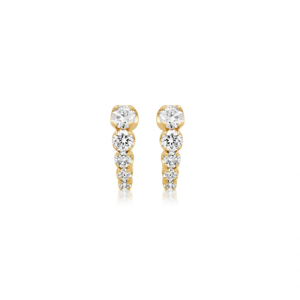 Jennifer Meyer Graduated Illusion Set Diamond Edith Studs in 18K Yellow Gold | Fine Earrings | Coveti