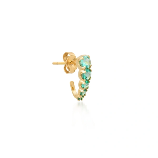 Jennifer Meyer Graduated Illusion Set Emerald Edith Studs in 18K Yellow Gold | Fine Earrings | Coveti