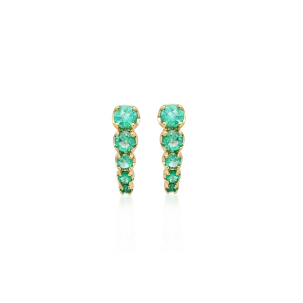 Graduated Illusion Set Emerald Edith Studs in 18K Yellow Gold