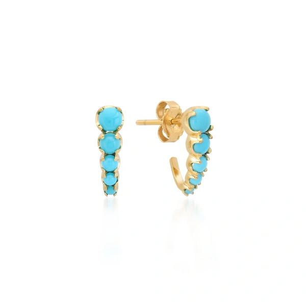 Jennifer Meyer Graduated Illusion Set Turquoise Edith Studs in 18K Yellow Gold | Fine Earrings | Coveti