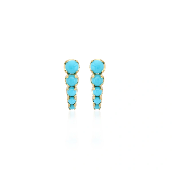 Jennifer Meyer Graduated Illusion Set Turquoise Edith Studs in 18K Yellow Gold | Fine Earrings | Coveti