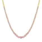 Jennifer Meyer Graduated Pink Sapphire Tennis Necklace in 18K Yellow Gold | Fine Necklaces | Coveti