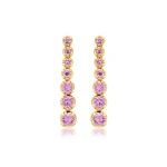 Jennifer Meyer Graduated Pink Sapphire Tennis Studs in 18K Yellow Gold | Fine Earrings | Coveti