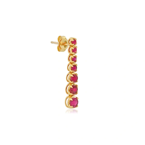 Jennifer Meyer Graduated Ruby Tennis Studs in 18K Yellow Gold | Fine Earrings | Coveti