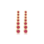 Jennifer Meyer Graduated Ruby Tennis Studs in 18K Yellow Gold | Fine Earrings | Coveti