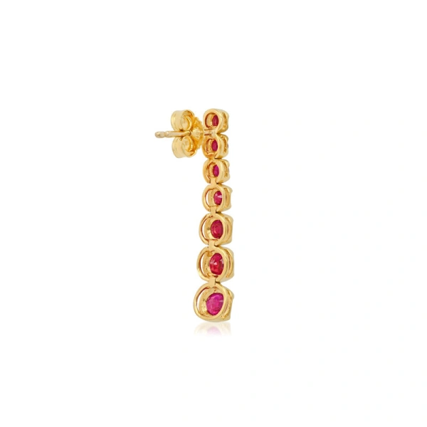 Jennifer Meyer Graduated Ruby Tennis Studs in 18K Yellow Gold | Fine Earrings | Coveti