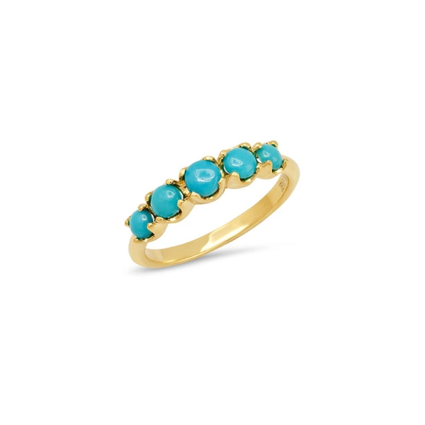 Jennifer Meyer Graduated Turquoise Ring in 18K Yellow Gold | Fine Rings | Coveti
