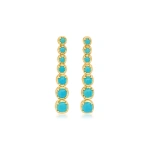 Jennifer Meyer Graduated Turquoise Tennis Studs in 18K Yellow Gold | Fine Earrings | Coveti